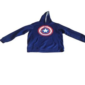Marvel Captain America Blue Drawstring Hoodie, Size Large
